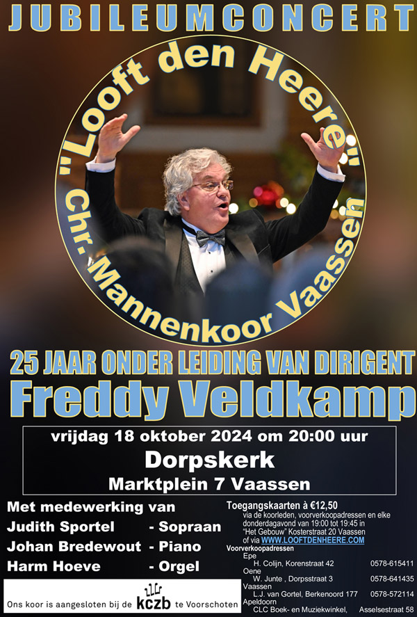 Najaarsconcert 25-jarig dirigentschap Freddy Veldkamp @ Dorpskerk te Vaassen